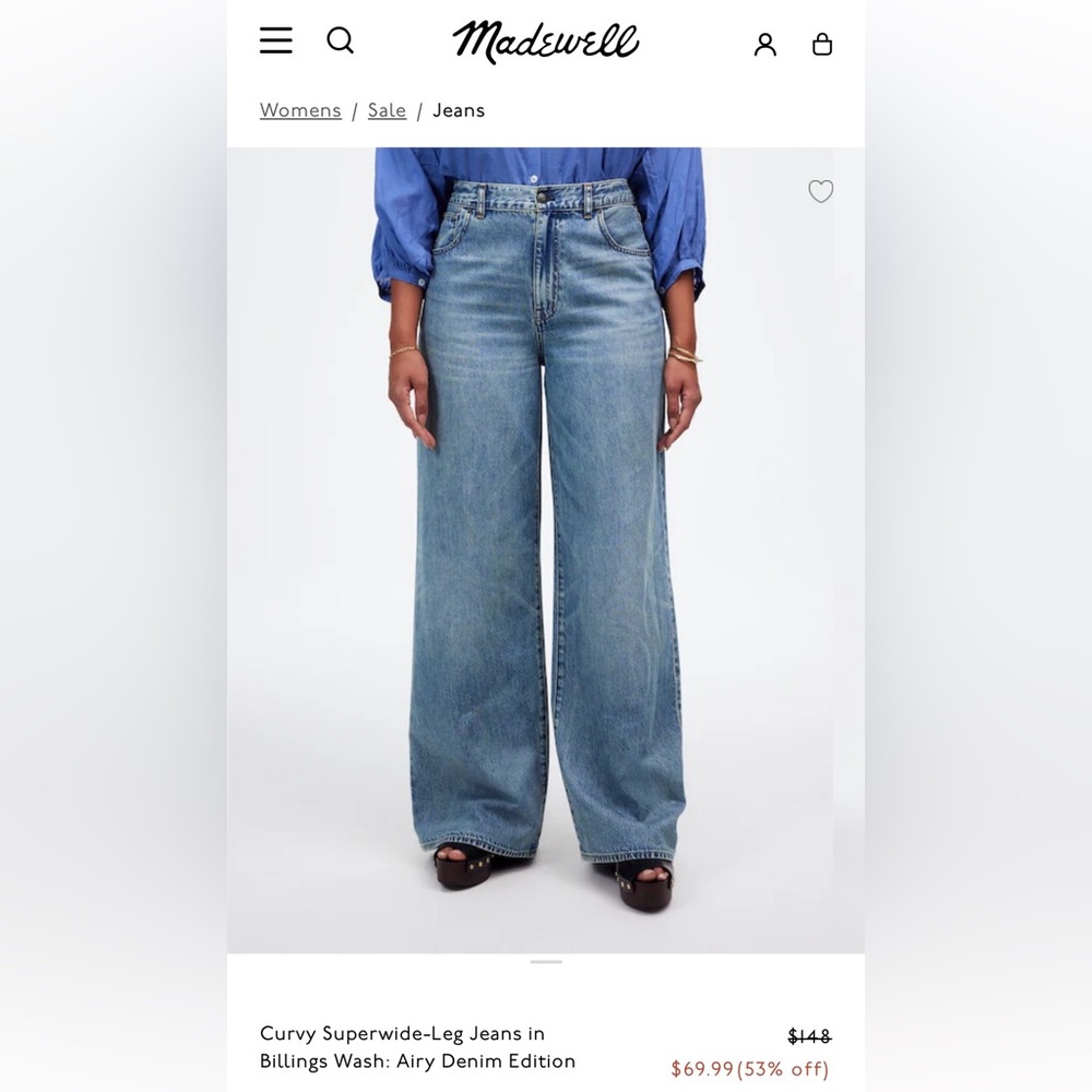 Madewell Light Blue Superwide Leg (Curvy) Jeans